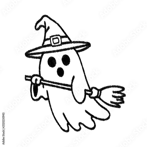 Foto Minimalist Charcoal Texture Ghost Doodle Halloween Icon Illustration