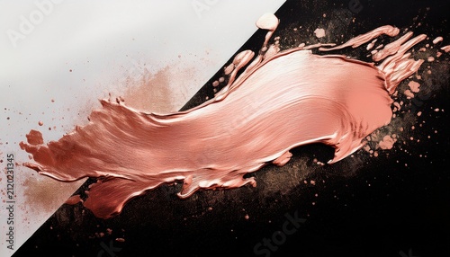 Rose Gold Foil Texture Splash Metallic Copper Paint Splatter On White And Black Background Luxury Bronze Glitter Brush Stroke Overlay