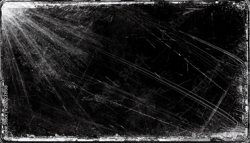 Abstract Film Scratch And Dust Texture Overlay On Black Background