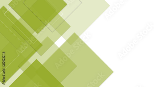 Overlapping transparent green squares abstract vector background. Contemporary green geometric shapes white background.