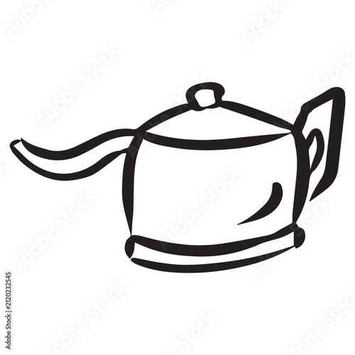 Obraz na plátně Gooseneck Kettle Icon Hand Drawn Illustration