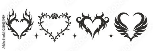Foto Y2K tribal tattoo design set cyber sigilism