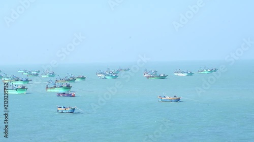 Beautiful View of Pamban Beach and Rail Bridge, Tamil Nadu, India,