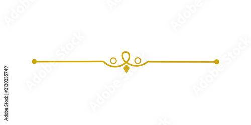 Golden decorative divider line with ornate scrollwork and dots, isolated on transparent background