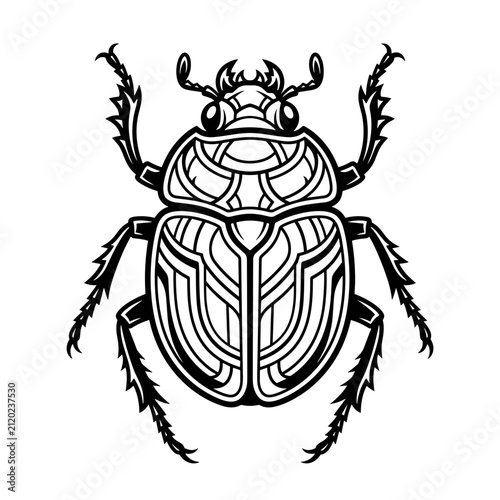 Stylized Scarab Beetle Illustration.