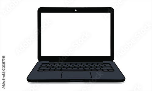 Open Laptop Computer Vector Icon Isolated on White Background