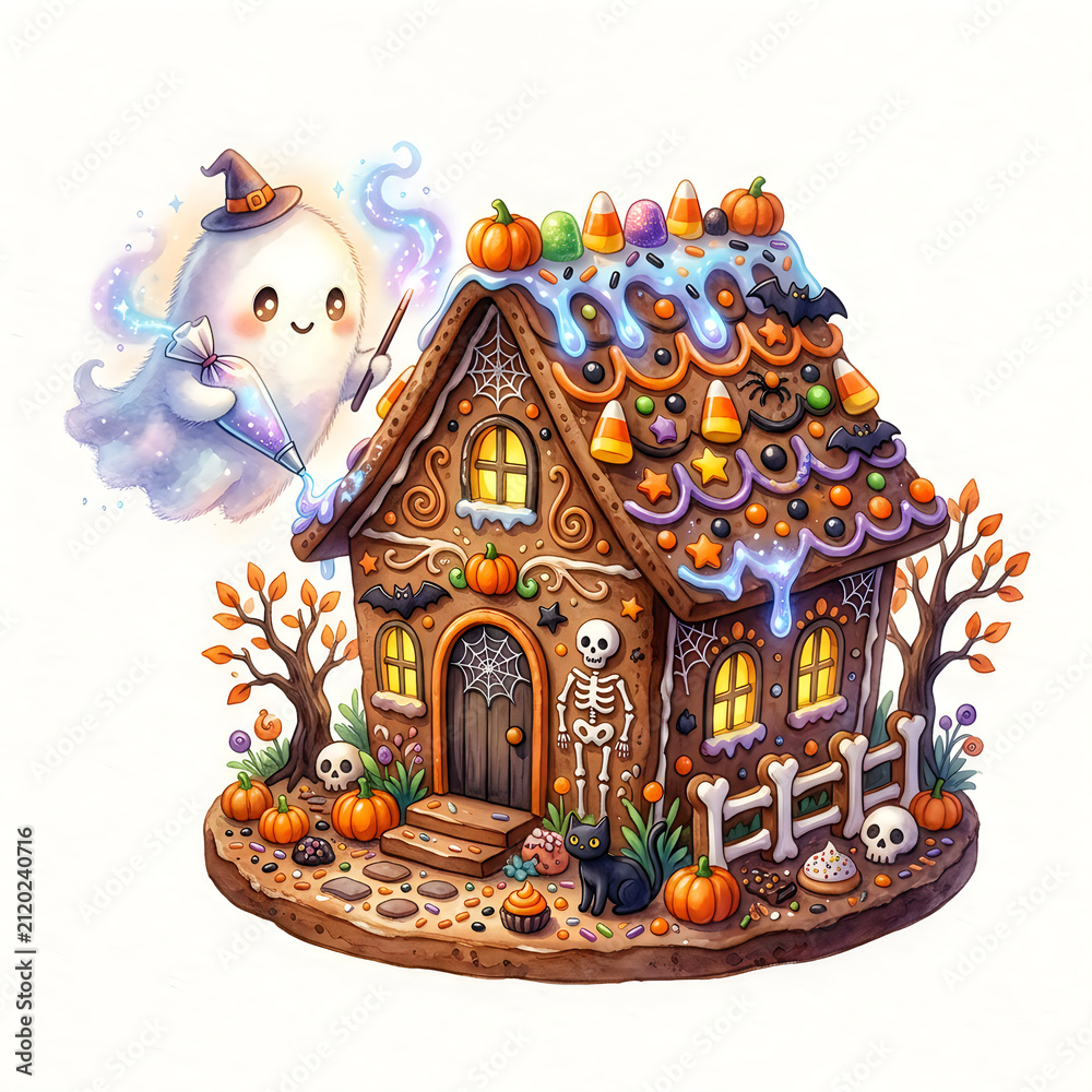 Obraz premium A whimsical haunted house built from colorful lego bricks
