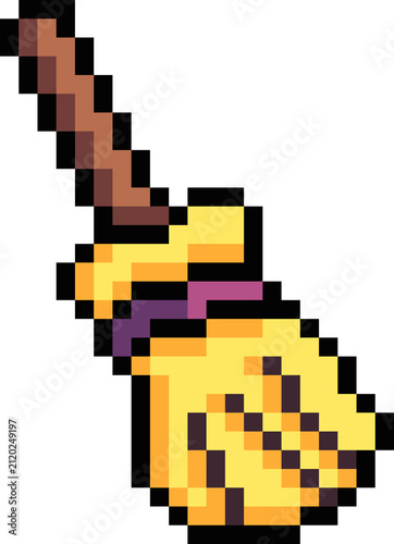 Cute Witch Broom Pixel Art Halloween Icon