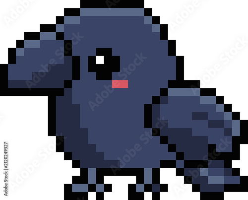 Cute Raven Pixel Art Halloween Icon