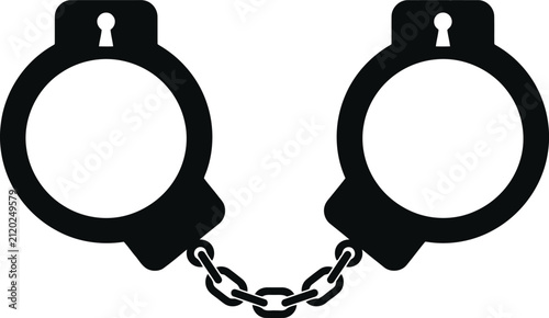 Fotografie Handcuffs icon, black silhouette of police shackles