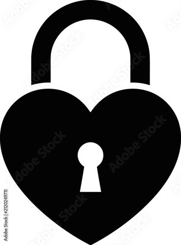Heart shaped padlock icon isolated on white background