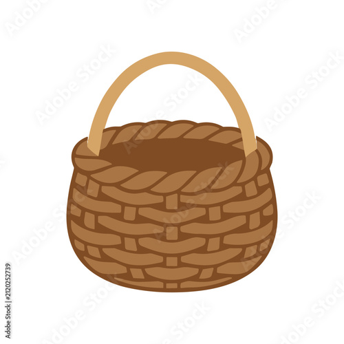 Brown Woven Basket With Handle.