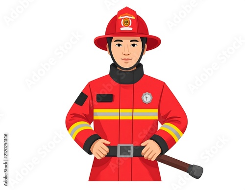 Firefighter in Red Uniform.