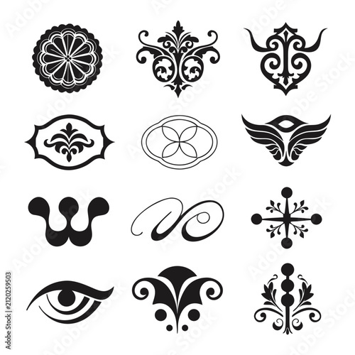 Ornament Elements New Design Black And White