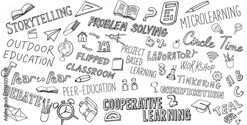 School Modern Education Doodles background. vector illustration