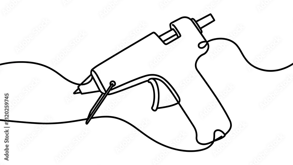 Obraz premium Glue gun with melted adhesive on white background.