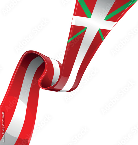 Waving ribbon or banner with flag of Basque Country. vector