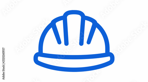 Blue outline of a construction hard hat representing safety and industry labor