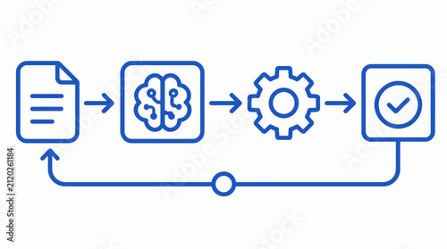 Conceptual flow diagram illustrating the process of data input, analysis, processing, and verification