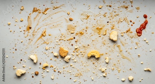 Messy Food Crumbs And Sauce Spills.