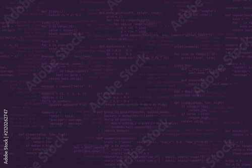 Seamless pattern of software development theme. Code programming syntax vector texture. Subtle glitch style IT code background.