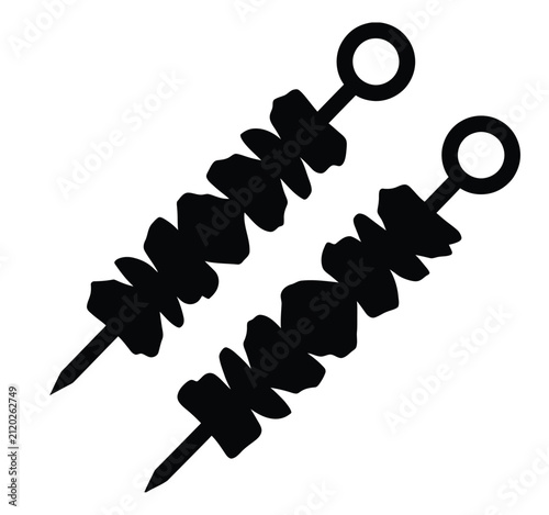 Barbecue skewers silhouette vector icon for grilled food and cooking concept design