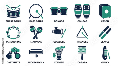 Foto Collection of Musical Percussion Instrument Flat Icons