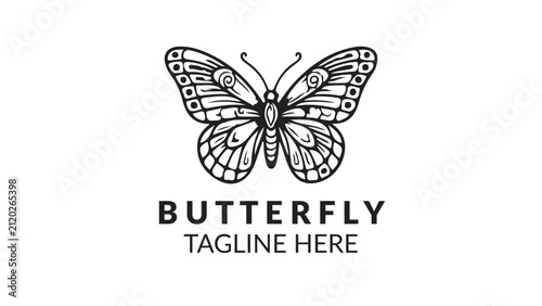 Butterfly Line Art Outline Vector Illustration