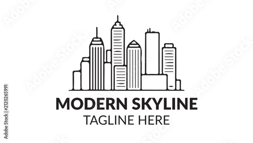 Modern Building Outline Vector Icon