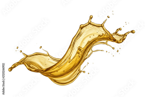 Golden oil splash wave on black background.