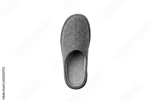 Grey felt indoor slipper top view.