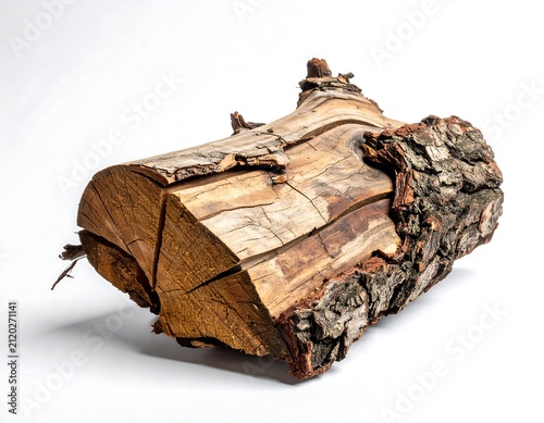 Firewood Log on White.