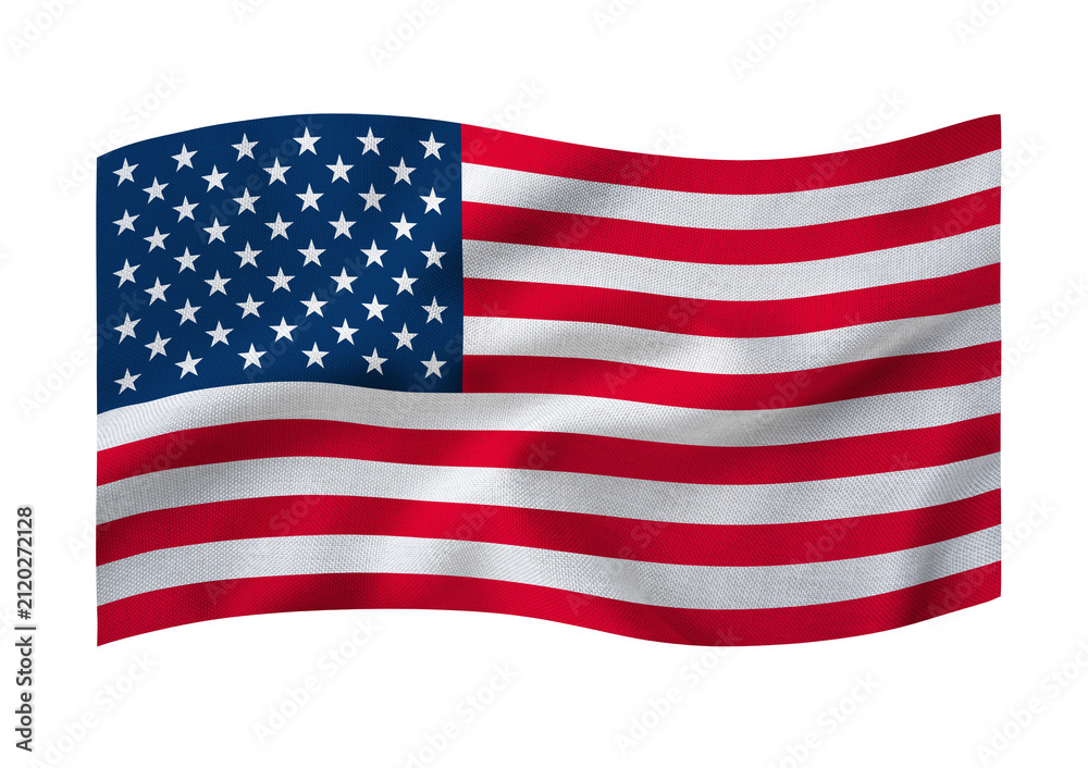 Obraz premium Waving flag of the United States of America on a transparent background