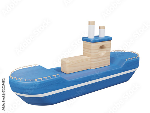 Wooden Toy Cargo Ship Illustration
