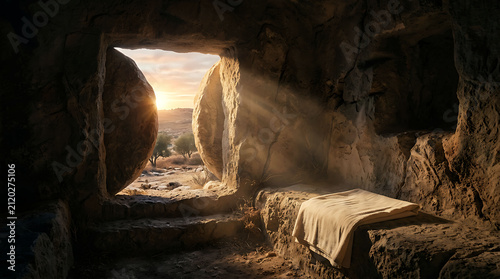 Empty Tomb Resurrection Easter Sunrise Christian Faith Hope Biblical Sacred Landscape