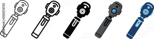Ophthalmoscope Icons Set Eye Examination Medical Instrument Vector Collection