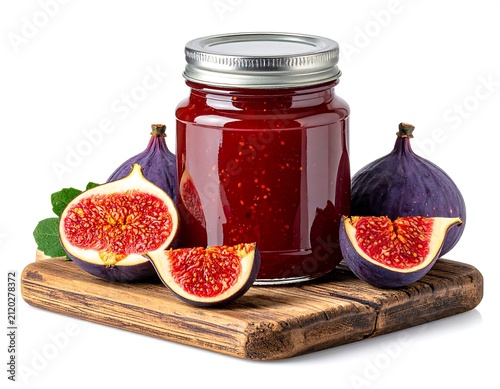 Fig jam jar with figs.