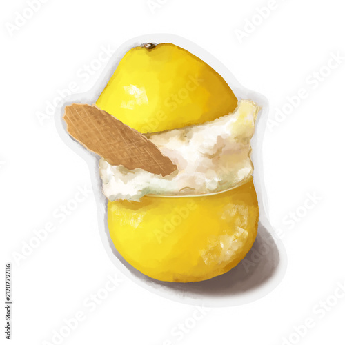 Watercolor Lemon Gelato Dessert Sticker