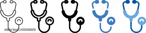 Stethoscope Icons Set Doctor Medical Instrument Healthcare Vector Collection