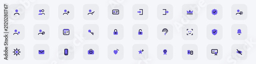 Bild auf Leinwand User account and profile hybrid icon set of 30 with half filled half outlined st