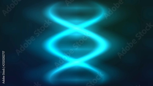 Dark Glowing Cyan DNA Double Helix Rotating on Black – Biotech Genetics Strand Science Background, Medical Genomics Neon Animation Loop