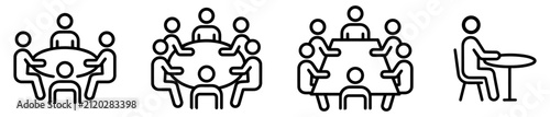 Group meeting and conference icons for business team collaboration
