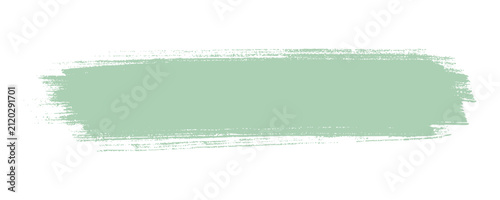 Pastel green brush stroke paint grunge texture features long horizontal distressed wall paint swipe patch displaying realistic roll details. Hand drawn ink element for design clip art.