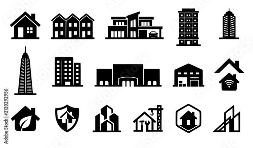 Minimal House Building Logo Vector Set for Real Estate and Architecture