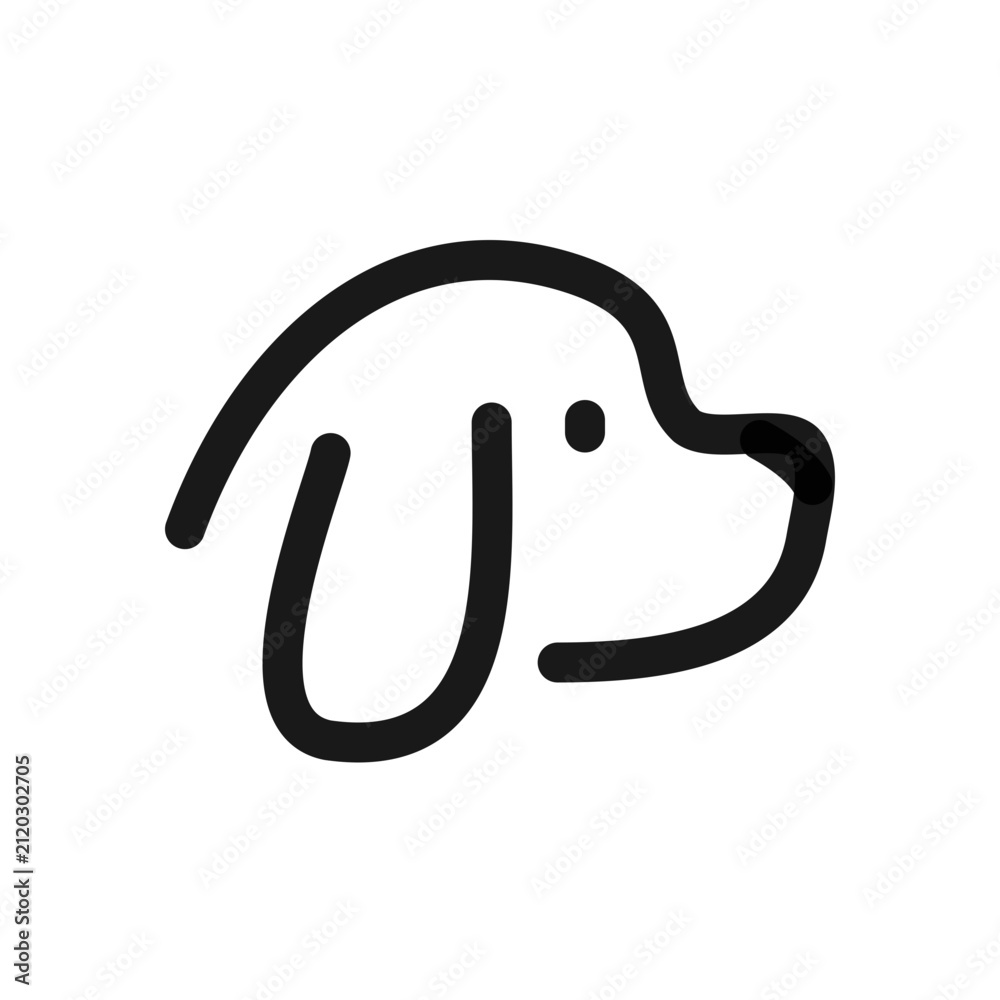 Fototapeta premium Dog Head Profile - Line Icon Vector Illustration