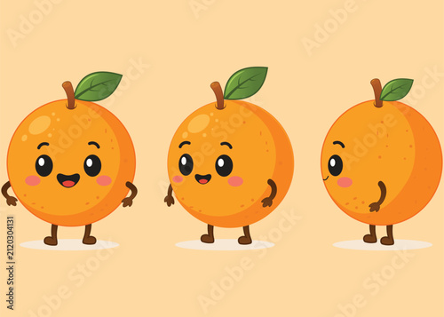 Canvastavla Illustration of Orange Mascot Character Design with Multiple Views