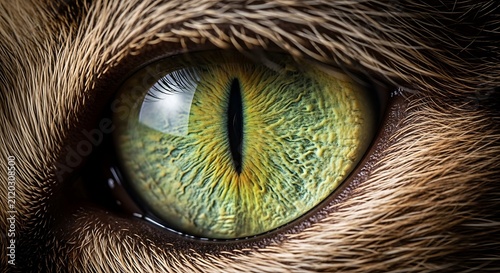 Extreme close up of a feline green eye