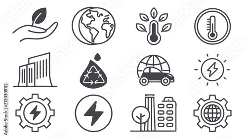Quadro su tela Environmental conservation and green technology hand drawn icon collection for s