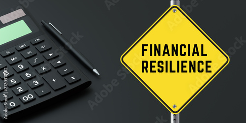 Financial Resilience Business Concept with Calculator and Black Background.