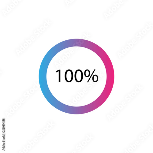 Circular progress indicator with percentage text flat vector illustration